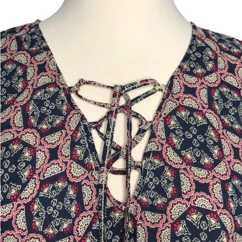 Abercrombie A&F Boho Tie V-Neck Bell Sleeve Blouse Top Peasant Hippie EUC SZ XS